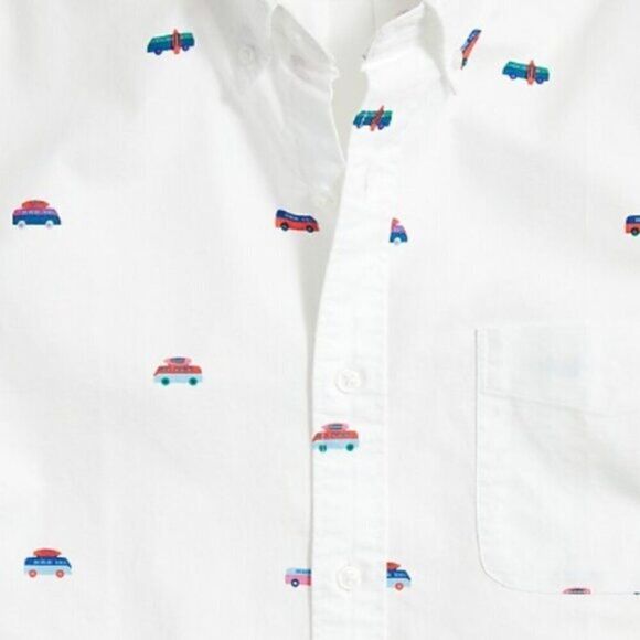 J CREW Cotton Oxford Tops Slize 2XL Slim Fit Cars Allover Print Shirt $89 - Picture 6 of 7